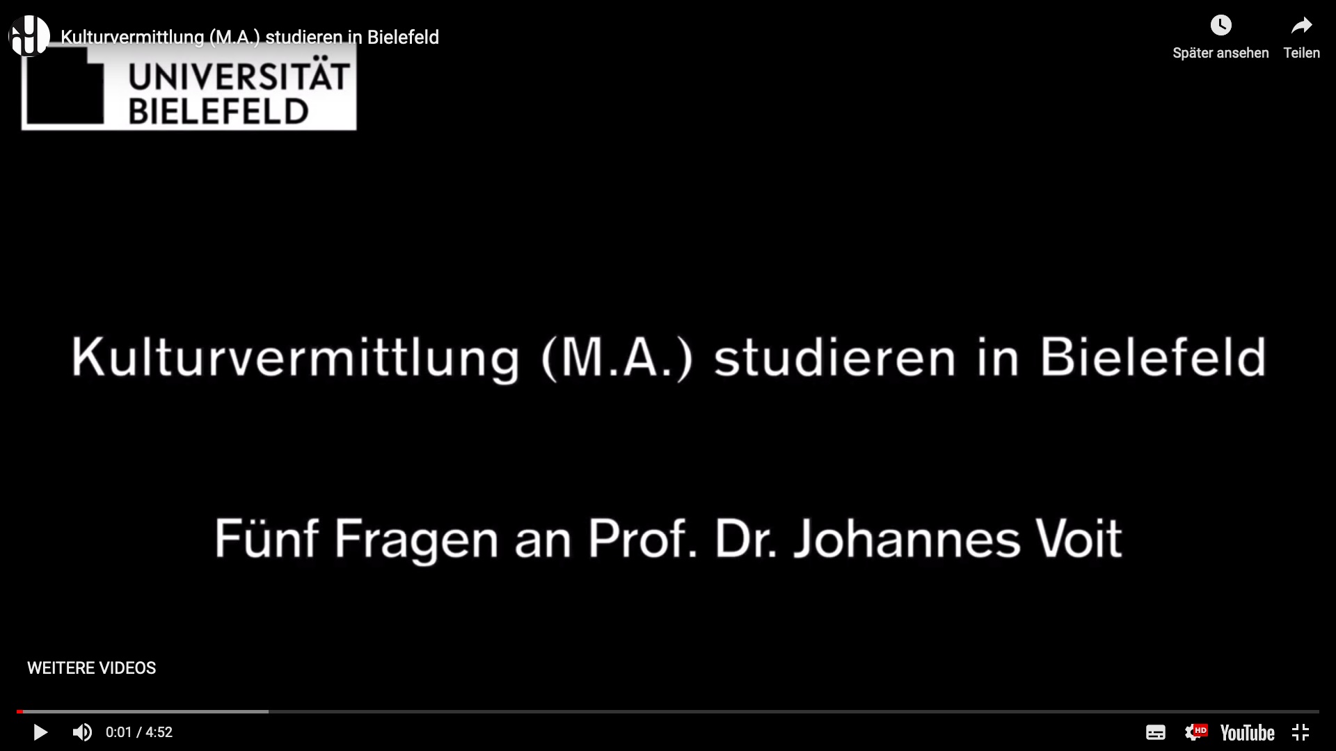 Kulturvermittlung (M. A.) studieren in Bielefeld - Fünf Fragen an Prof. Dr. Johannes Voit